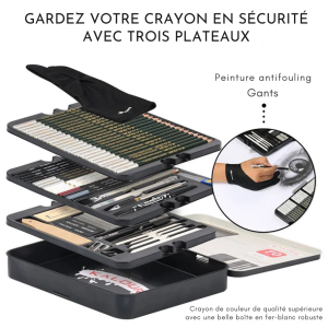Trousse Kit de Dessin Professionnel pour Artistes, Mélange et Ombrage