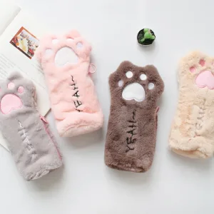 Trousse à Crayons Patte de Chat en Peluche – Trousse Scolaire et Créative pour Fille