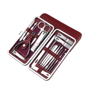 Trousse  Ensemble de Manucure 19 Pièces Acier Inoxydable avec Étui de Voyage Luxueux