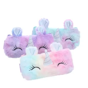 Trousse Scolaire -  Étui à Stylos Licorne en Peluche