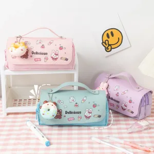 Grande Trousse à  Fournitures Scolaires Anti-Stress Chat – Double Compartiment