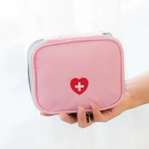 Mini Trousse de Secours Portable – Sac Rose pour Voyage, Camping et Stockage de Médicaments