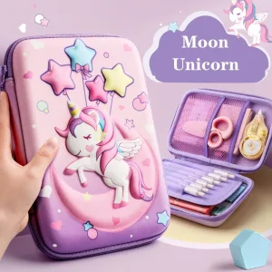 Trousses Licorne 3D – Boîte à Stylos et Fournitures Scolaires pour Filles, Étui à Crayons et Tablette