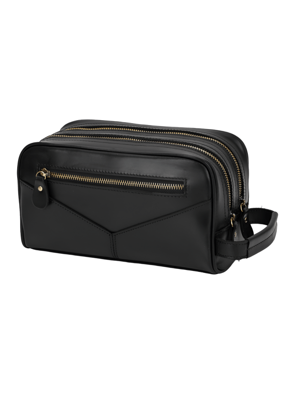 Trousse de toilette en cuir deux compartiment