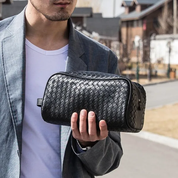Trousse de Toilette en Cuir Tressé pour Homme Roldan™