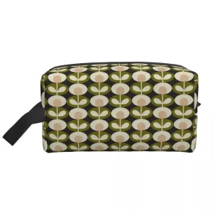 Trousse Cosmétique Orla Kiely – Motif Fleur Ovalée en Seagrass, Grande Capacité pour Femme