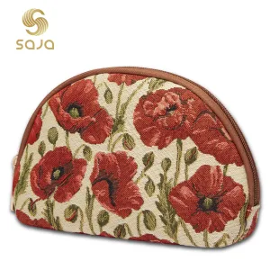 Trousse Cosmétique Tapisserie SAJA pour Femmes – Organisateur de Maquillage avec Motif Floral Coquelicot