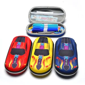 Trousse 3D Voiture de Course - Étui à Stylos Cartoons pour Enfants, Boîte à Crayons Rigide